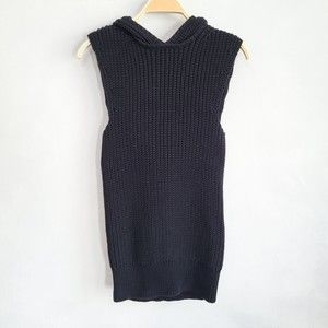 A.L.C. Black Sleeveless Chunky Knit Hooded Top Size Small